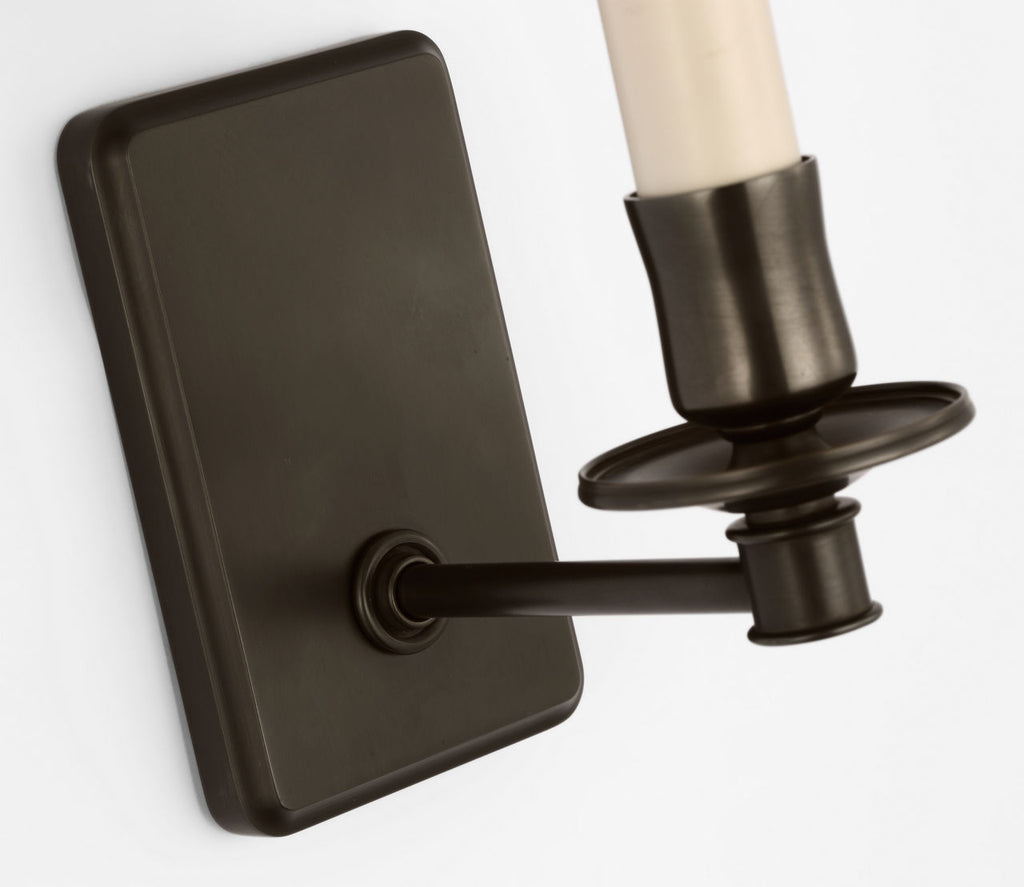 Tara 12" Sconce | Bronze | Schumacher Sky Elton Check Soft Empire Shade