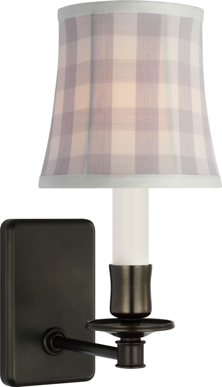 Tara 12" Sconce | Bronze | Schumacher Lilac Elton Check Soft Empire Shade