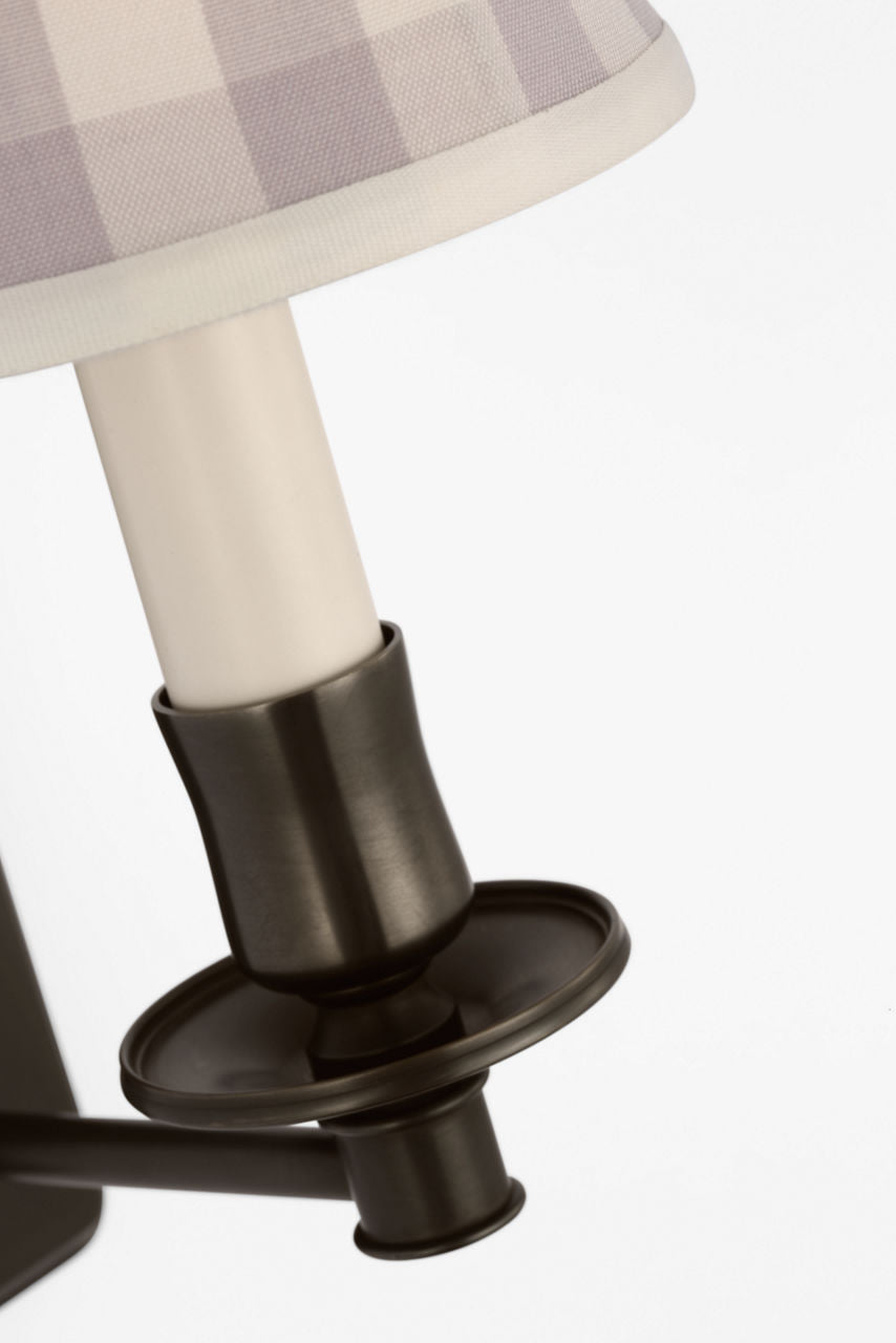 Tara 12" Sconce | Bronze | Schumacher Lilac Elton Check Soft Empire Shade