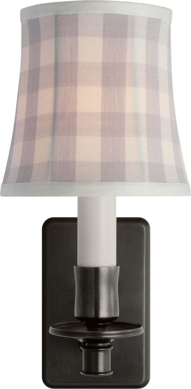 Tara 12" Sconce | Bronze | Schumacher Lilac Elton Check Soft Empire Shade