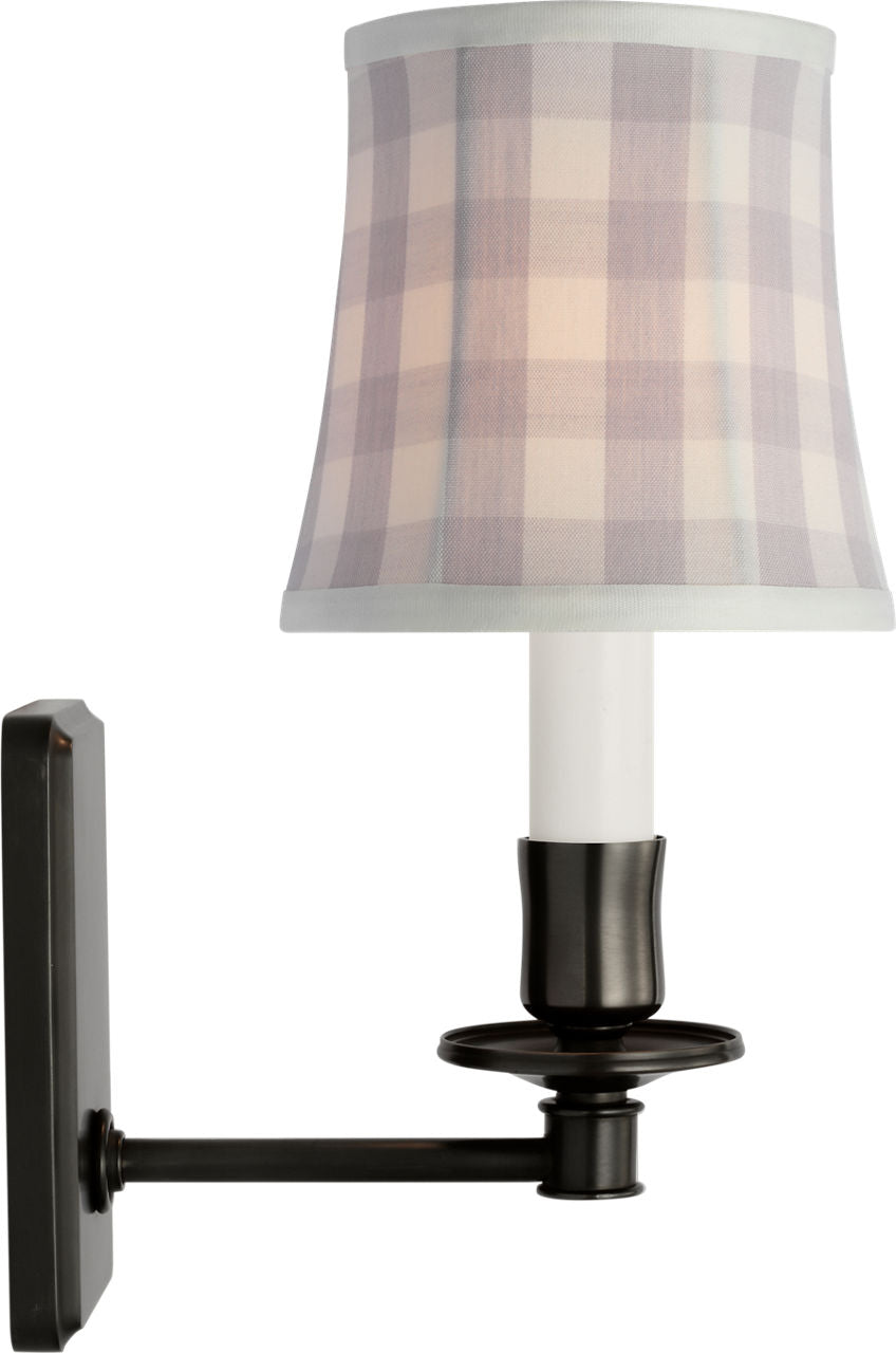 Tara 12" Sconce | Bronze | Schumacher Lilac Elton Check Soft Empire Shade