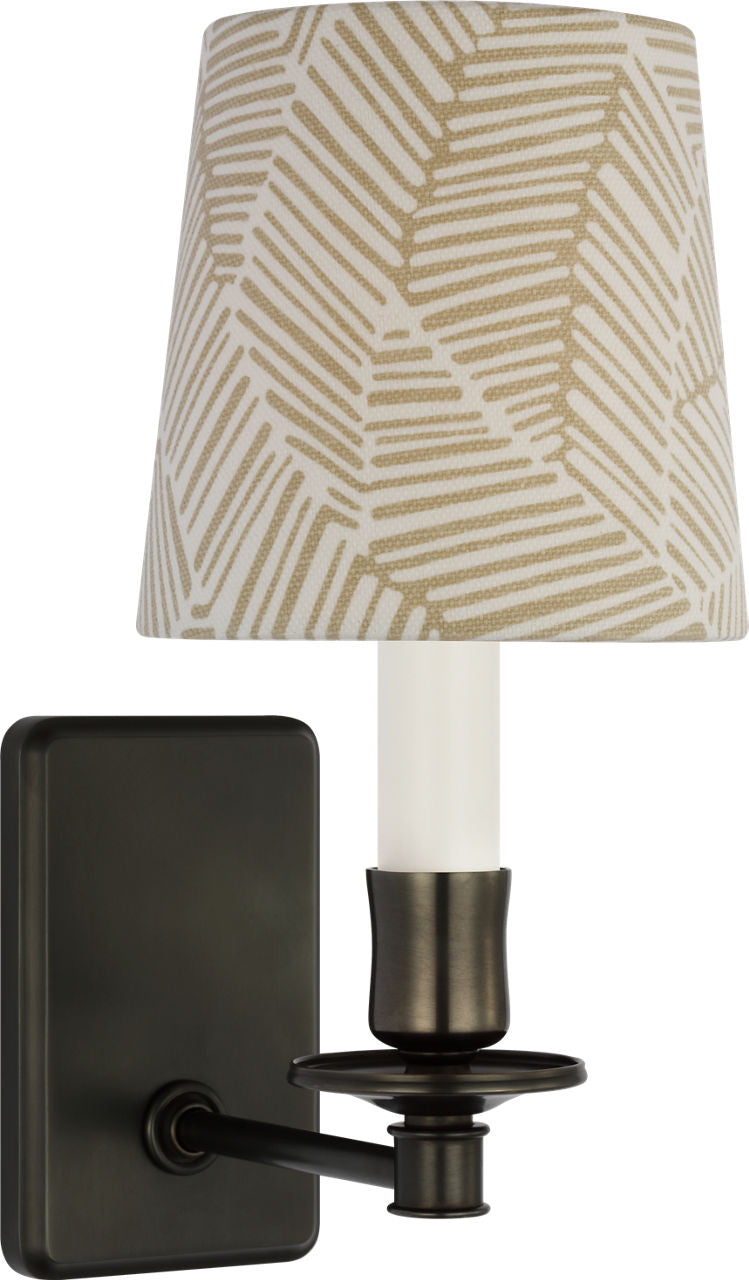 Tara 12" Sconce | Bronze | Schumacher Taupe Abstract Leaf Empire Shade
