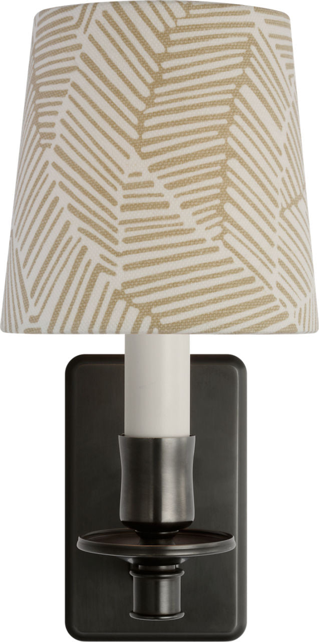 Tara 12" Sconce | Bronze | Schumacher Taupe Abstract Leaf Empire Shade