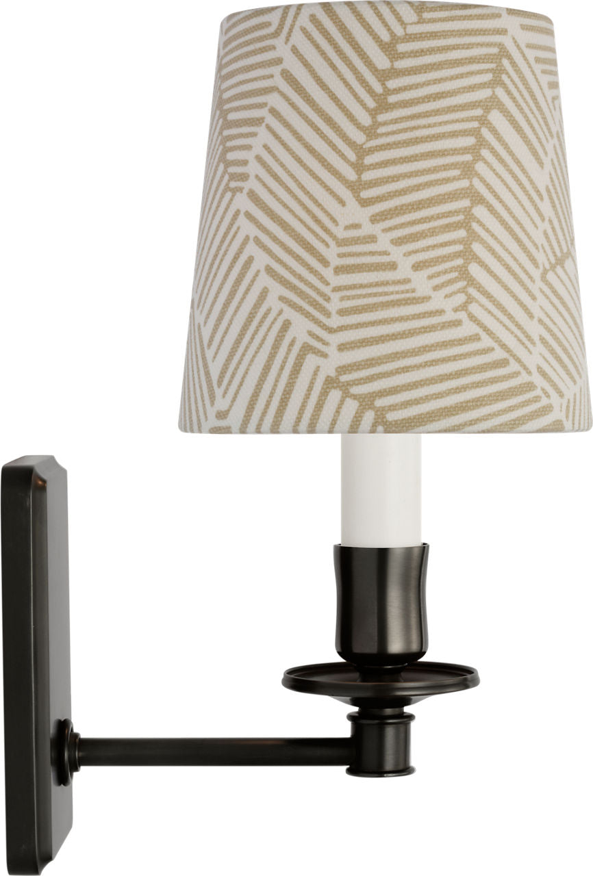 Tara 12" Sconce | Bronze | Schumacher Taupe Abstract Leaf Empire Shade