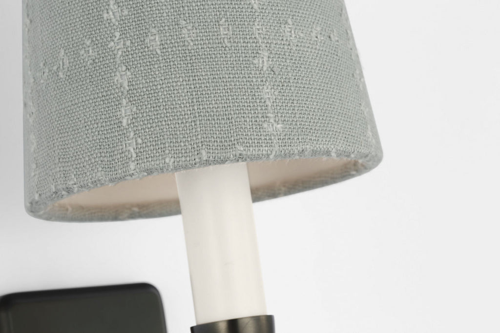 Tara 12" Sconce | Bronze | Schumacher Sky Elin Check Empire Shade