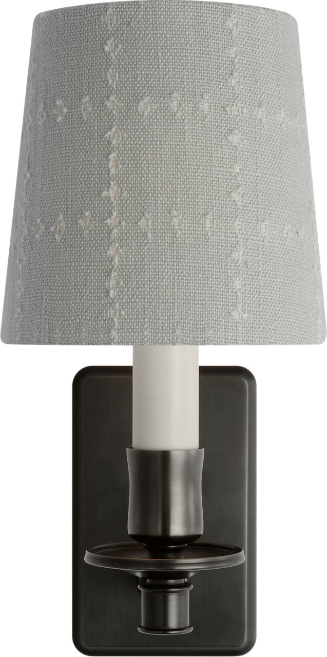Tara 12" Sconce | Bronze | Schumacher Sky Elin Check Empire Shade