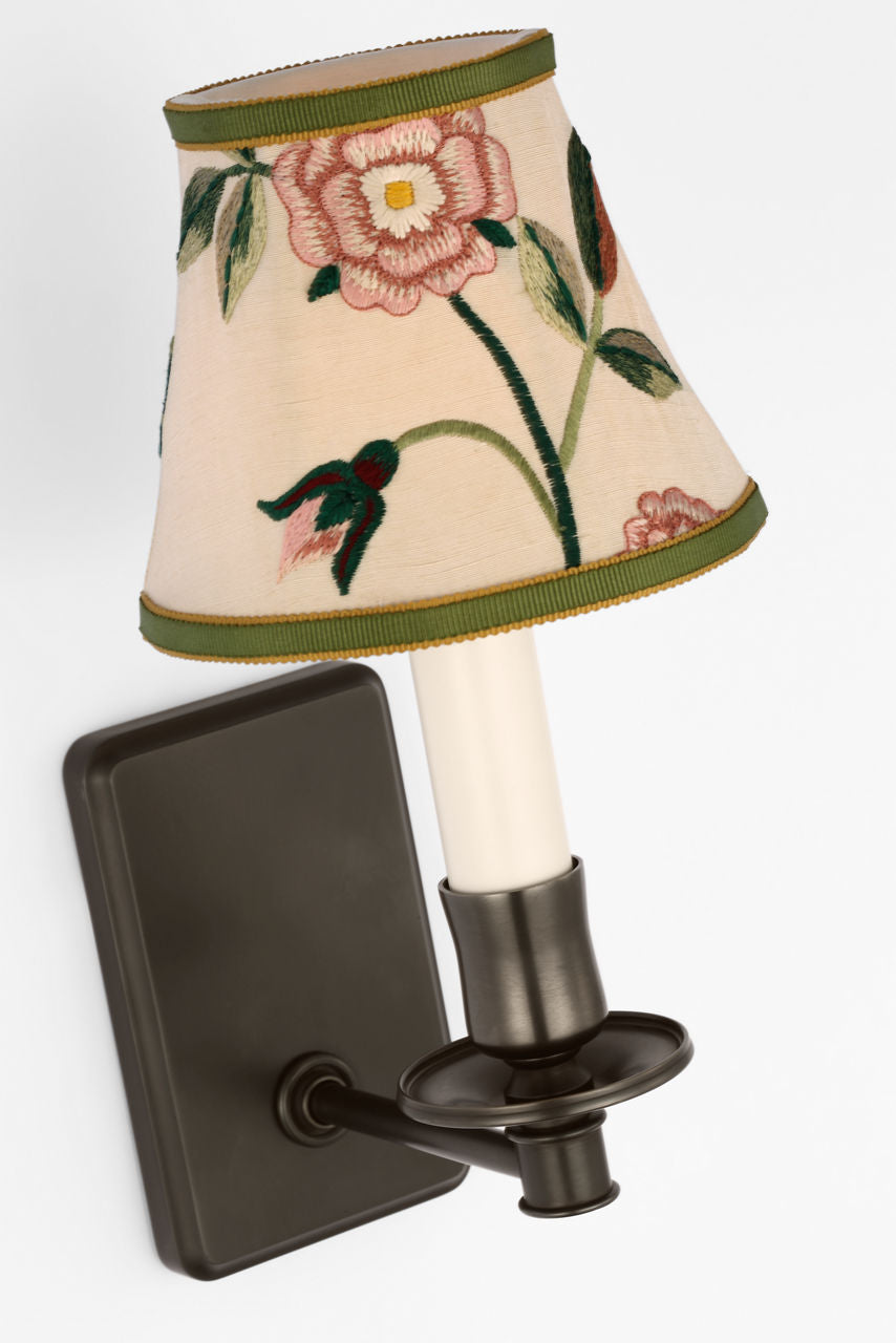 Tara 11" Sconce | Bronze | Schumacher Royal Silk Bell Empire Shade