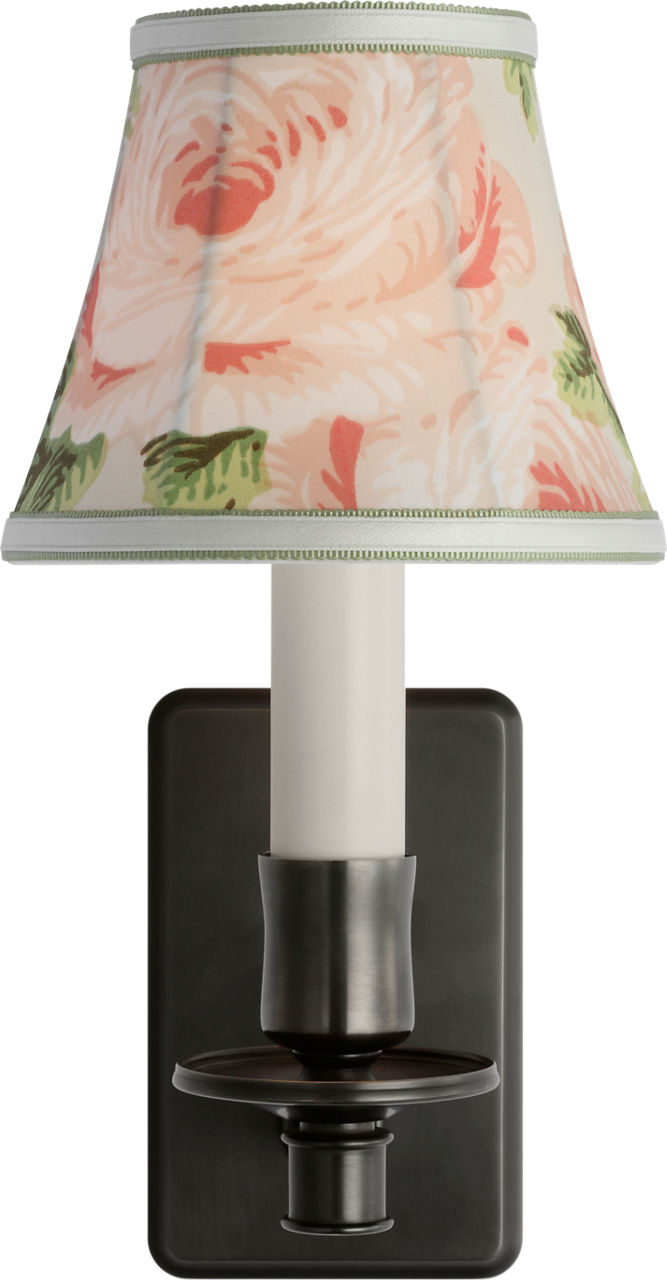 Tara 11" Sconce | Bronze | Schumacher Blush Salisbury Chintz Bell Empire Shade