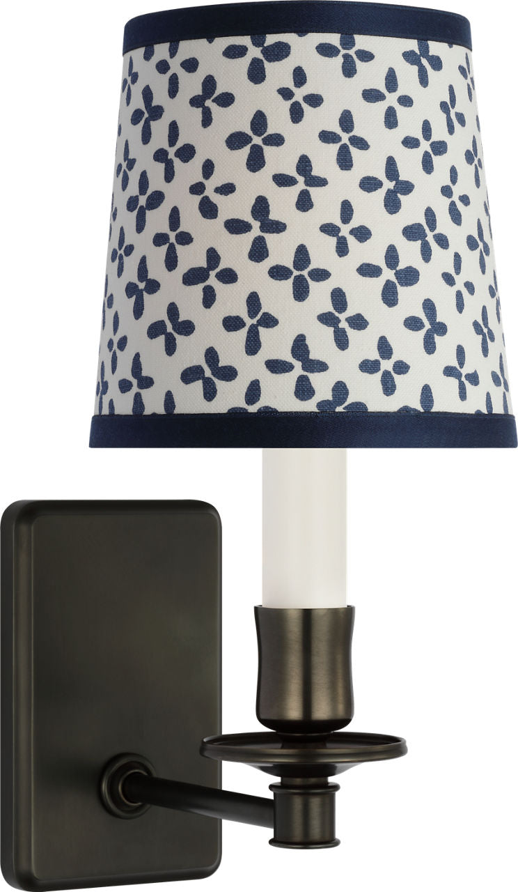 Tara 12" Sconce | Bronze | Schumacher Blue Emerson Empire Shade
