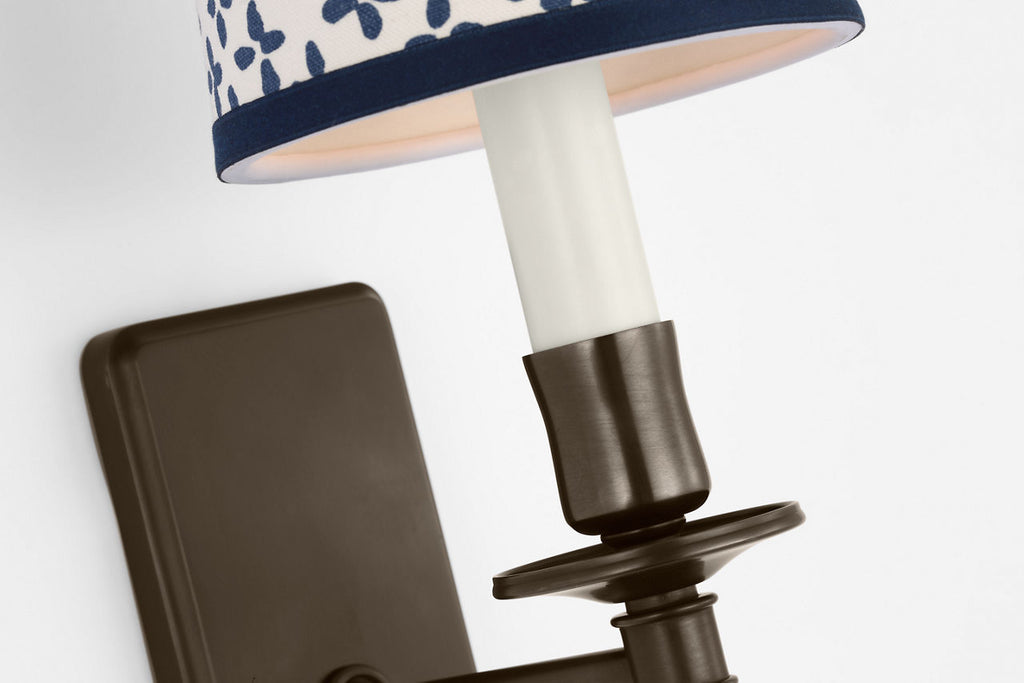 Tara 12" Sconce | Bronze | Schumacher Blue Emerson Empire Shade