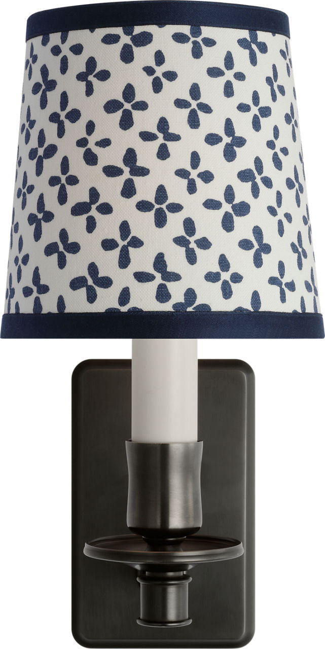 Tara 12" Sconce | Bronze | Schumacher Blue Emerson Empire Shade