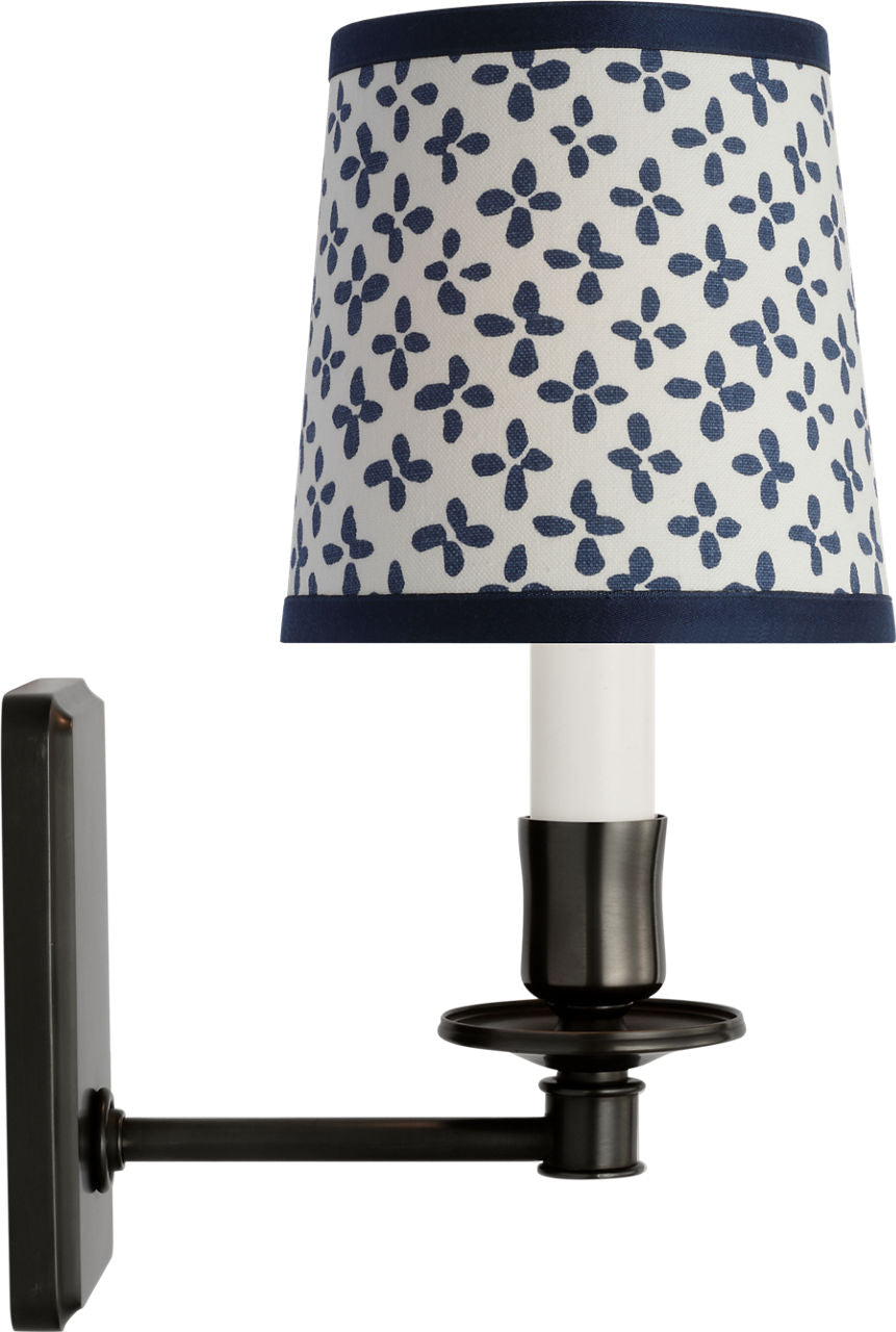 Tara 12" Sconce | Bronze | Schumacher Blue Emerson Empire Shade