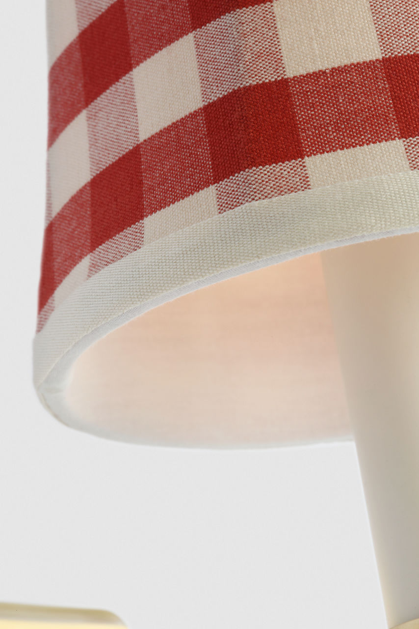 Tara 12" Sconce | Hand-Rubbed Antique Brass | Schumacher Red Elton Check Soft Empire Shade
