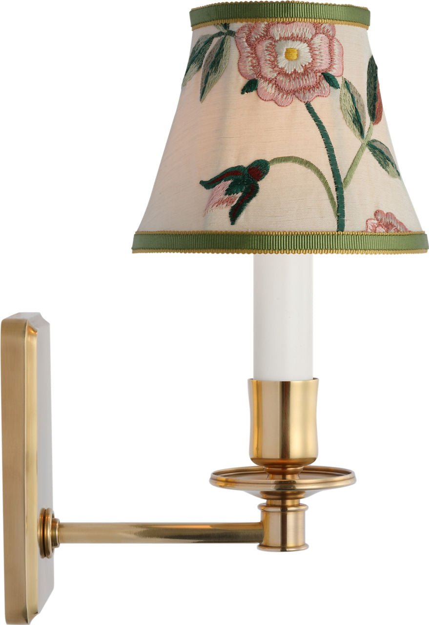 Tara 11" Sconce | Hand-Rubbed Antique Brass | Schumacher Royal Silk Bell Empire Shade