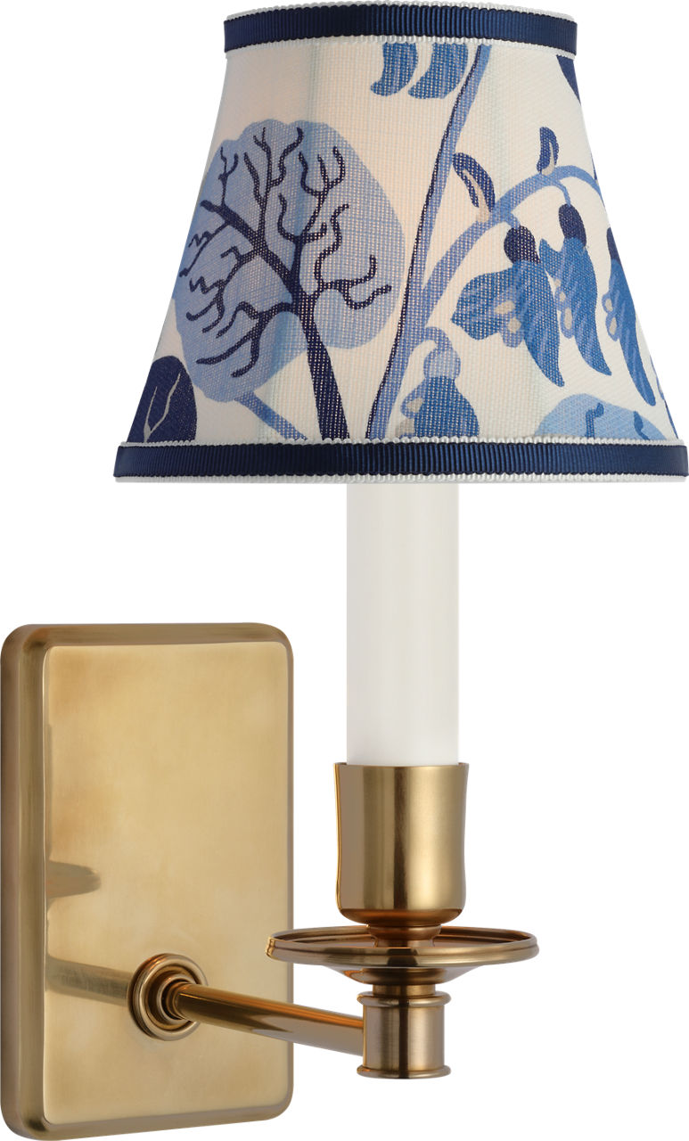 Tara 11" Sconce | Hand-Rubbed Antique Brass | Schumacher Marine Exotic Butterfly Bell Empire Shade