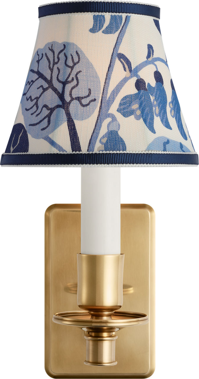 Tara 11" Sconce | Hand-Rubbed Antique Brass | Schumacher Marine Exotic Butterfly Bell Empire Shade