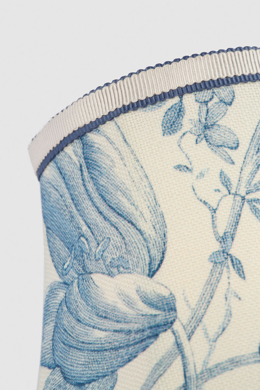 Tara 11" Sconce | Hand-Rubbed Antique Brass | Schumacher Delft Toile De Fleurs Bell Empire Shade