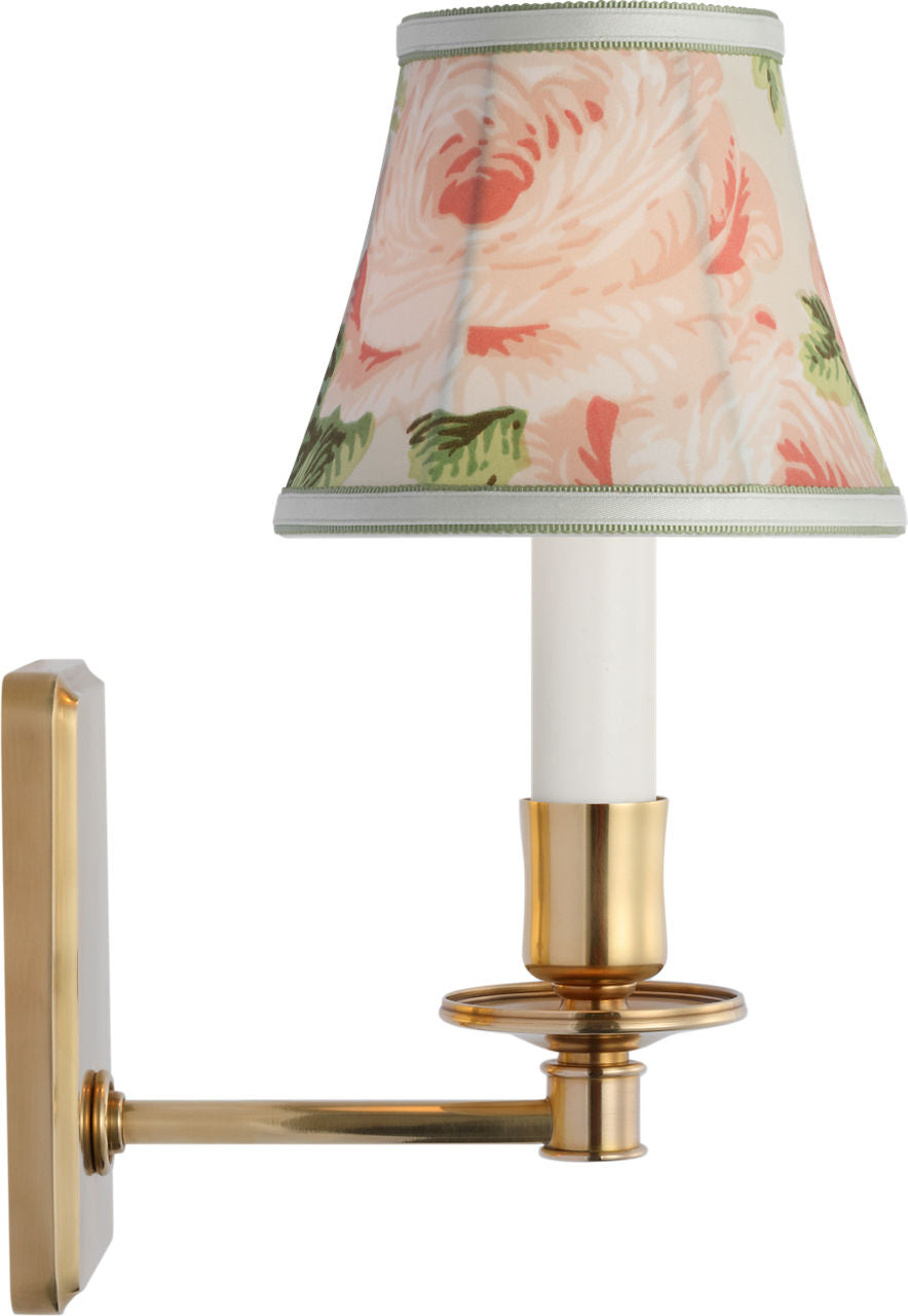Tara 11" Sconce | Hand-Rubbed Antique Brass | Schumacher Blush Salisbury Chintz Bell Empire Shade