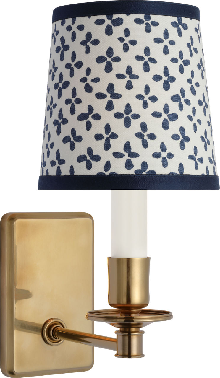 Tara 12" Sconce | Hand-Rubbed Antique Brass | Schumacher Blue Emerson Empire Shade