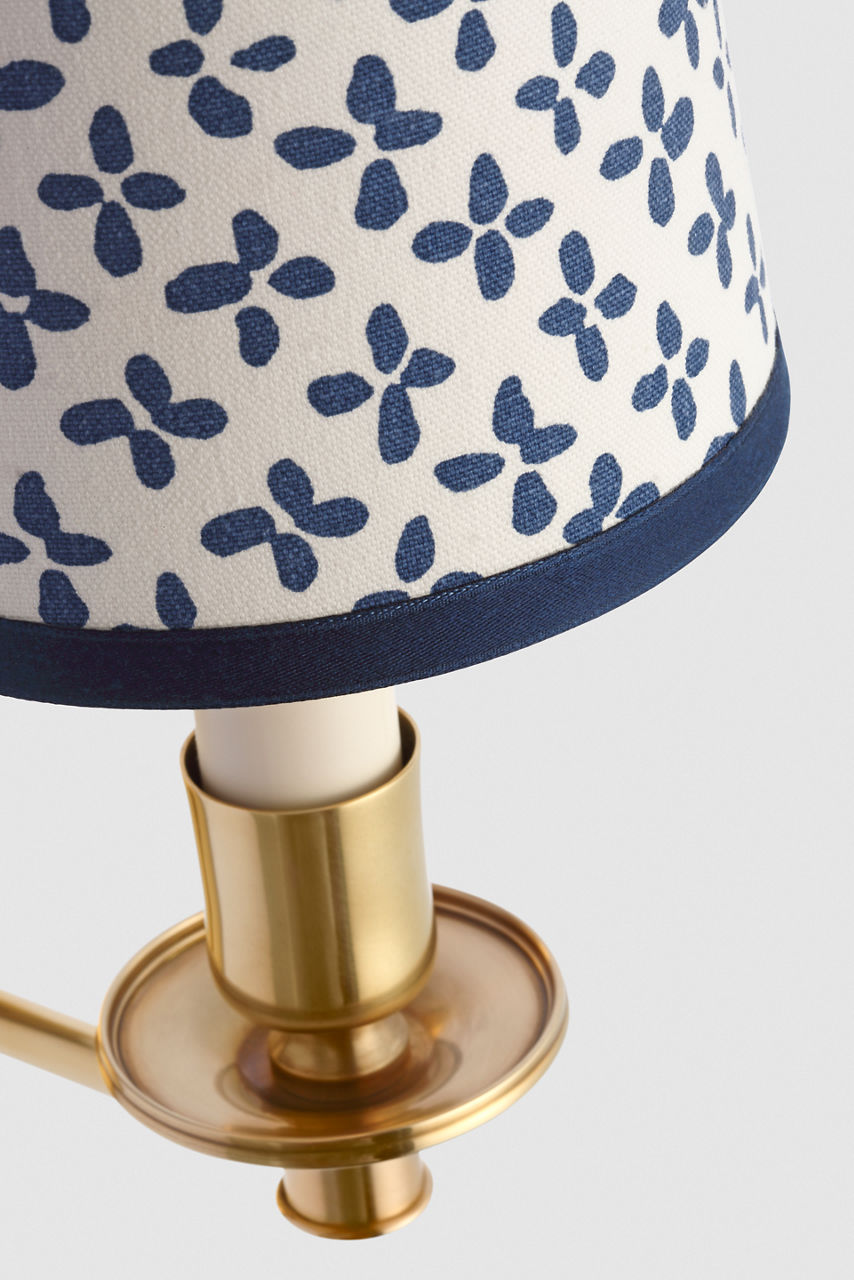 Tara 12" Sconce | Hand-Rubbed Antique Brass | Schumacher Blue Emerson Empire Shade