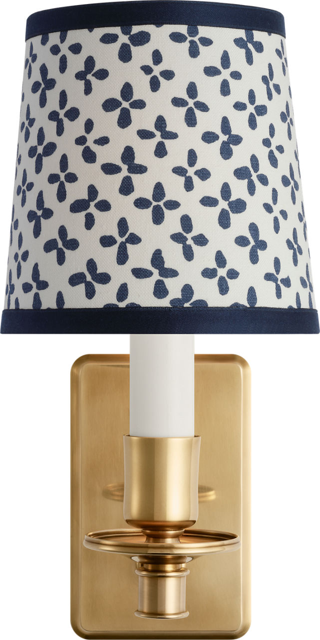 Tara 12" Sconce | Hand-Rubbed Antique Brass | Schumacher Blue Emerson Empire Shade