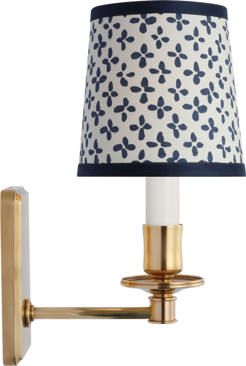 Tara 12" Sconce | Hand-Rubbed Antique Brass | Schumacher Blue Emerson Empire Shade