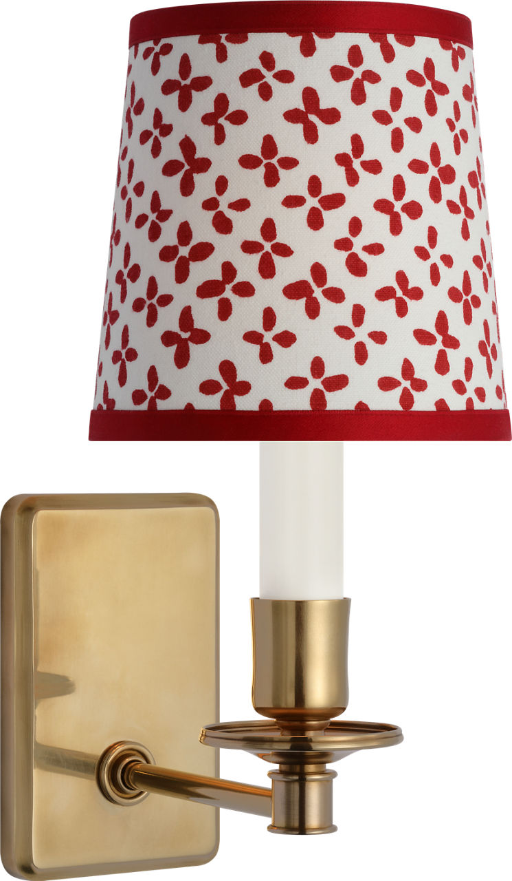 Tara 12" Sconce | Hand-Rubbed Antique Brass | Schumacher Red Emerson Empire Shade