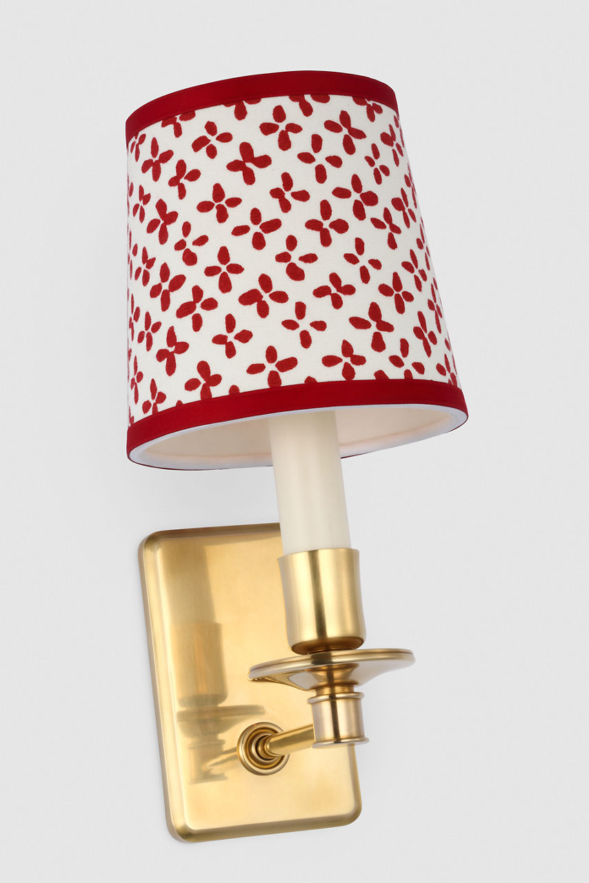 Tara 12" Sconce | Hand-Rubbed Antique Brass | Schumacher Red Emerson Empire Shade