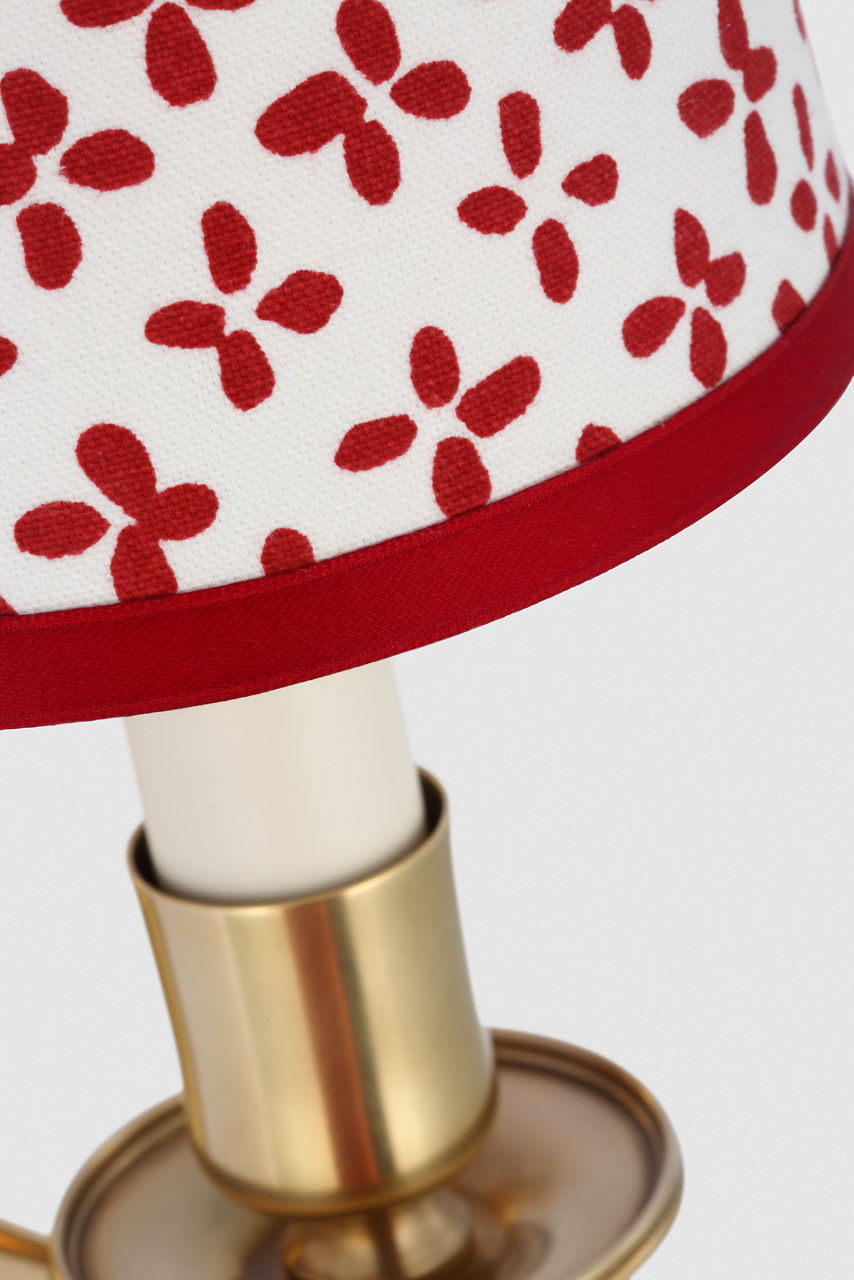 Tara 12" Sconce | Hand-Rubbed Antique Brass | Schumacher Red Emerson Empire Shade