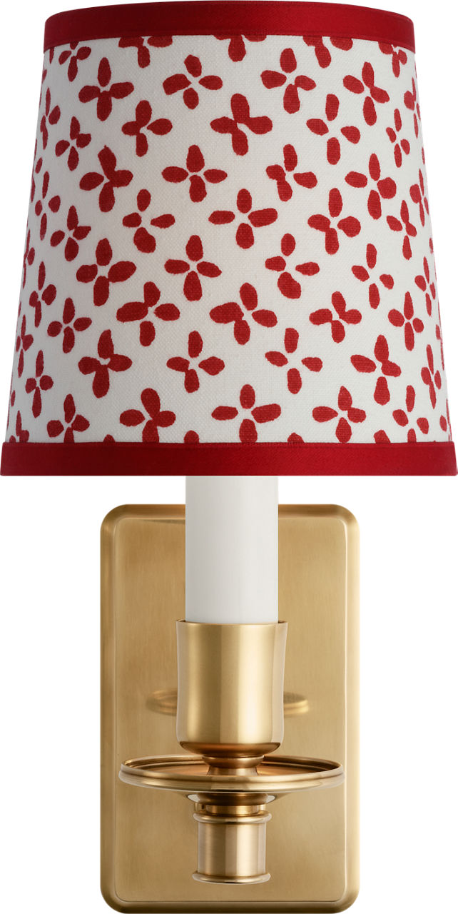 Tara 12" Sconce | Hand-Rubbed Antique Brass | Schumacher Red Emerson Empire Shade