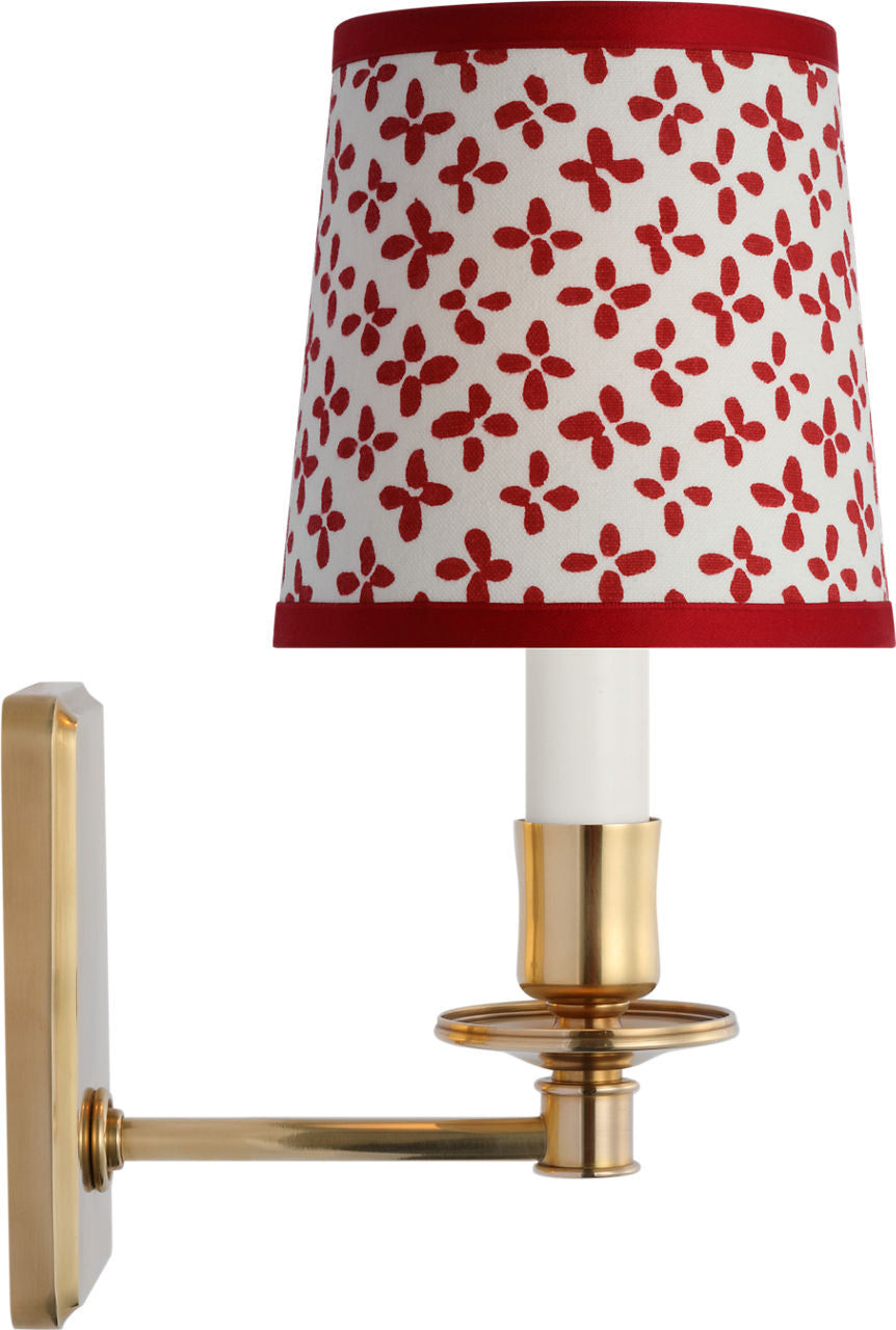 Tara 12" Sconce | Hand-Rubbed Antique Brass | Schumacher Red Emerson Empire Shade