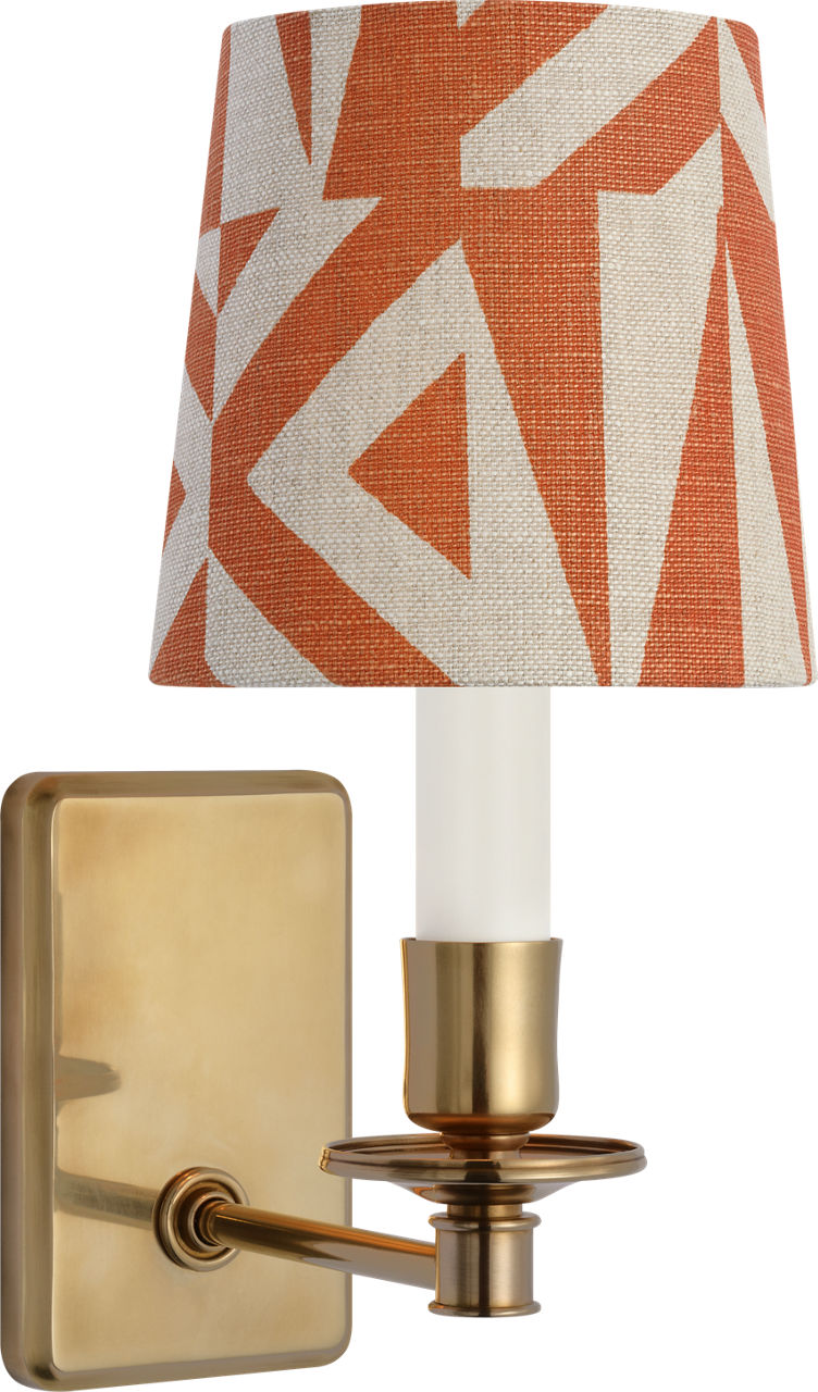 Tara 12" Sconce | Hand-Rubbed Antique Brass | Schumacher Brick Amero Empire Shade
