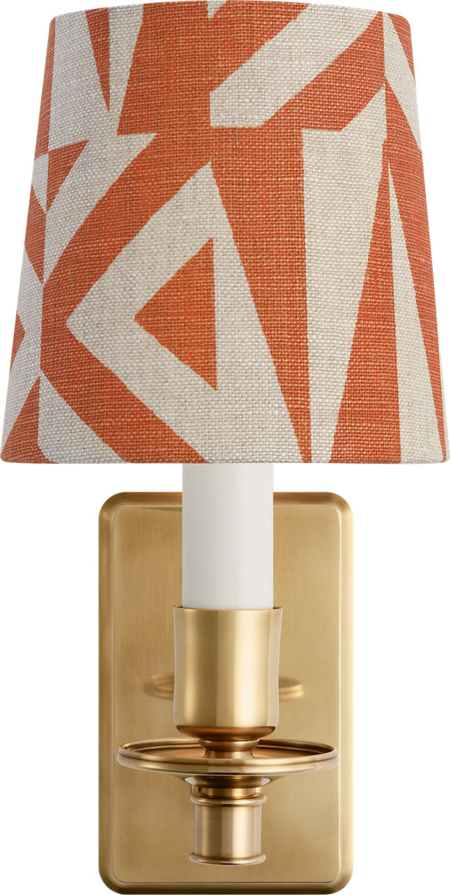 Tara 12" Sconce | Hand-Rubbed Antique Brass | Schumacher Brick Amero Empire Shade