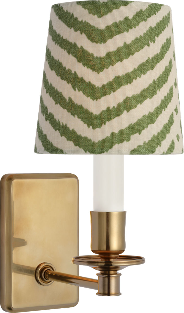 Tara 12" Sconce | Hand-Rubbed Antique Brass | Schumacher Verde La Jolla Empire Shade
