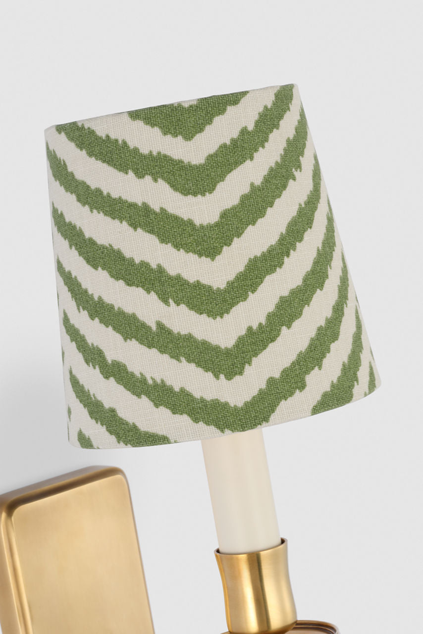 Tara 12" Sconce | Hand-Rubbed Antique Brass | Schumacher Verde La Jolla Empire Shade