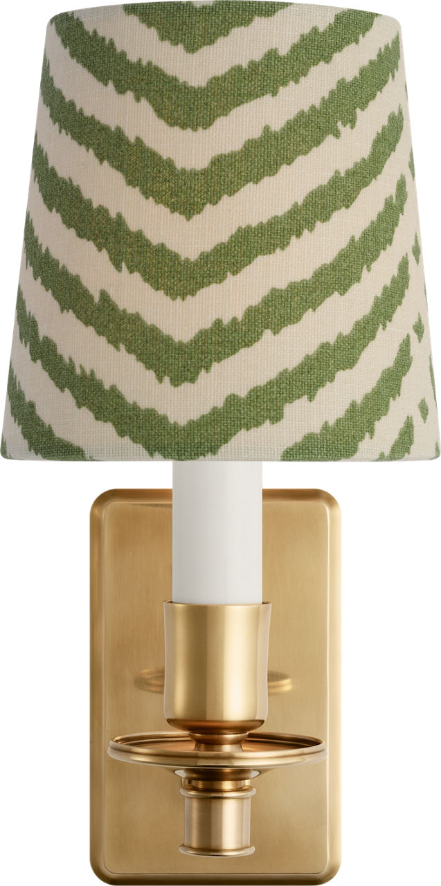 Tara 12" Sconce | Hand-Rubbed Antique Brass | Schumacher Verde La Jolla Empire Shade