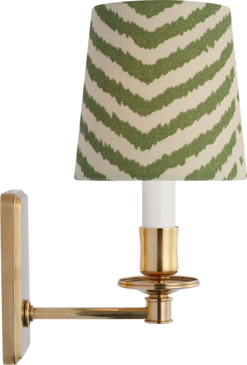 Tara 12" Sconce | Hand-Rubbed Antique Brass | Schumacher Verde La Jolla Empire Shade