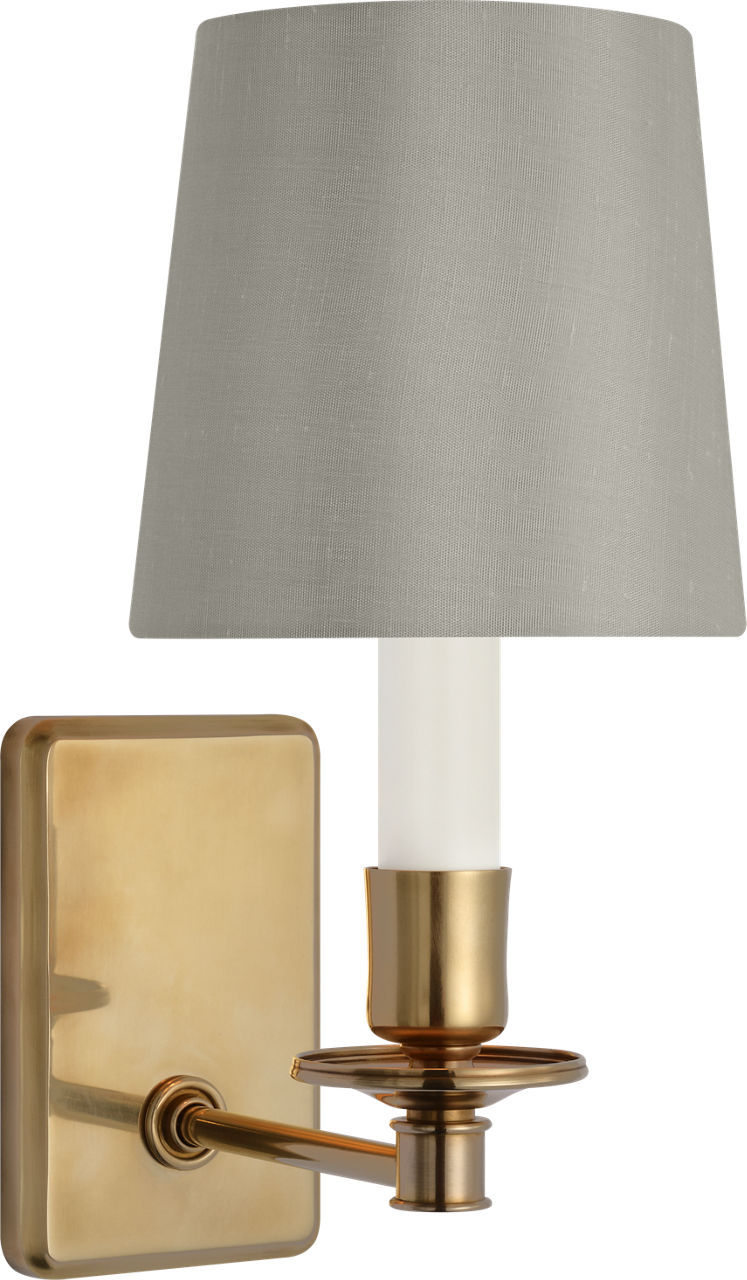 Tara 12" Sconce | Hand-Rubbed Antique Brass | 5 | 5" Mist Silk Empire Shade