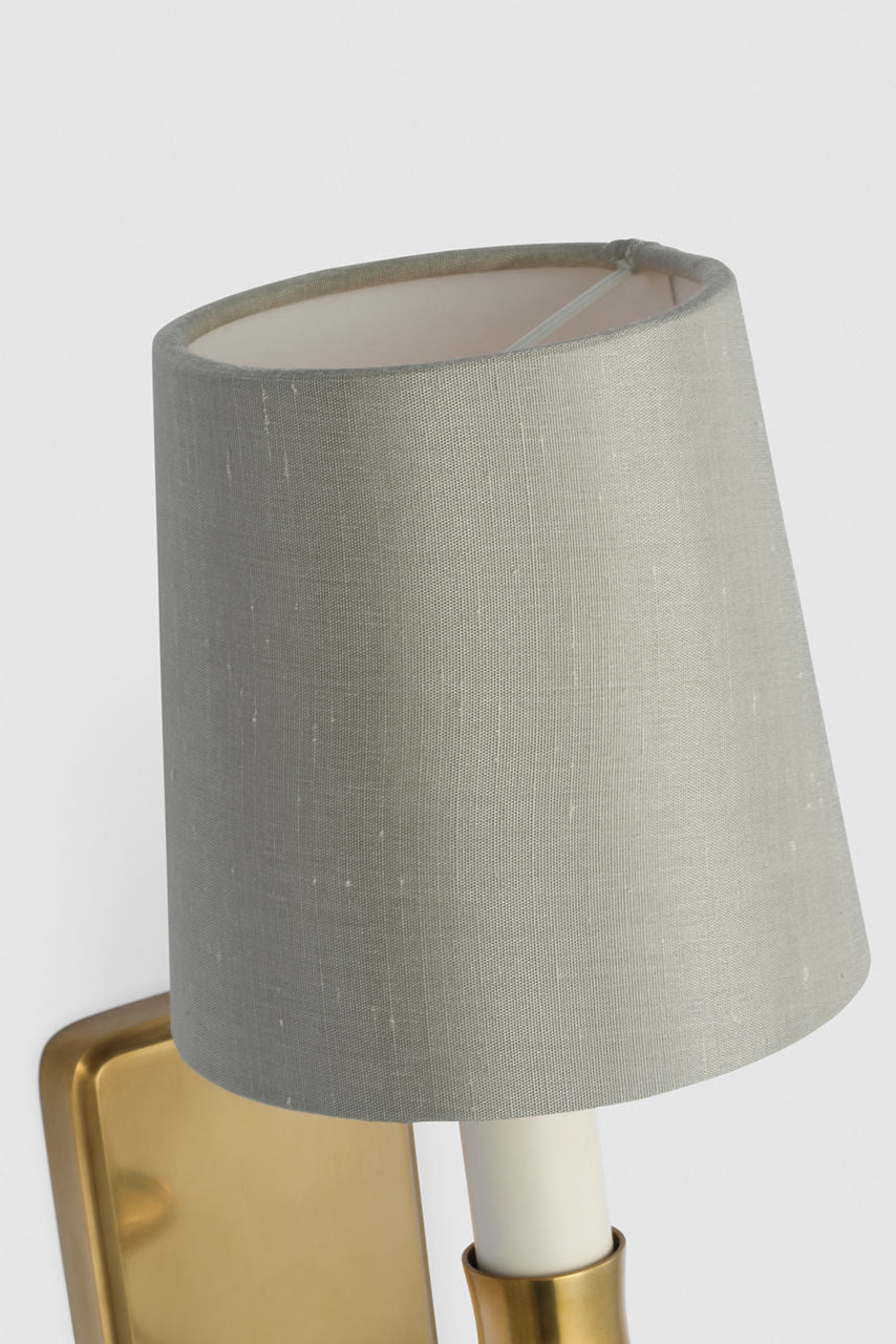 Tara 12" Sconce | Hand-Rubbed Antique Brass | 5 | 5" Mist Silk Empire Shade