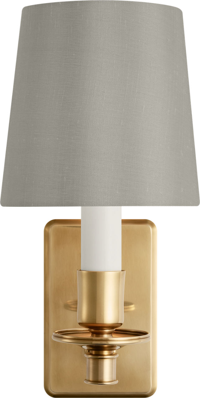 Tara 12" Sconce | Hand-Rubbed Antique Brass | 5 | 5" Mist Silk Empire Shade