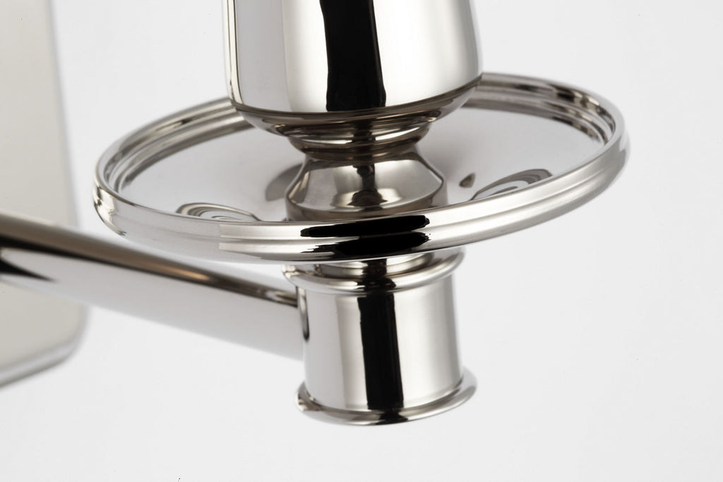 Tara 12" Sconce | Polished Nickel | Schumacher Natural Sidney Check Soft Empire Shade
