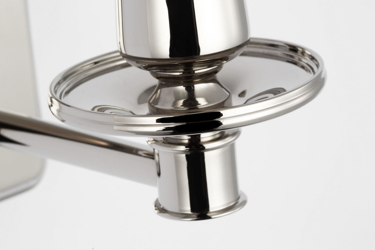 Tara 12" Sconce | Polished Nickel | Schumacher Natural Sidney Check Soft Empire Shade