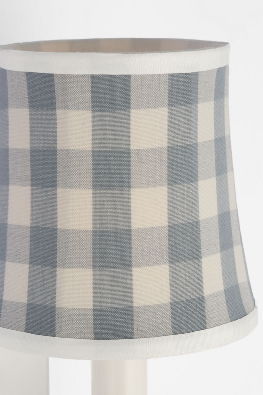 Tara 12" Sconce | Polished Nickel | Schumacher Sky Elton Check Soft Empire Shade