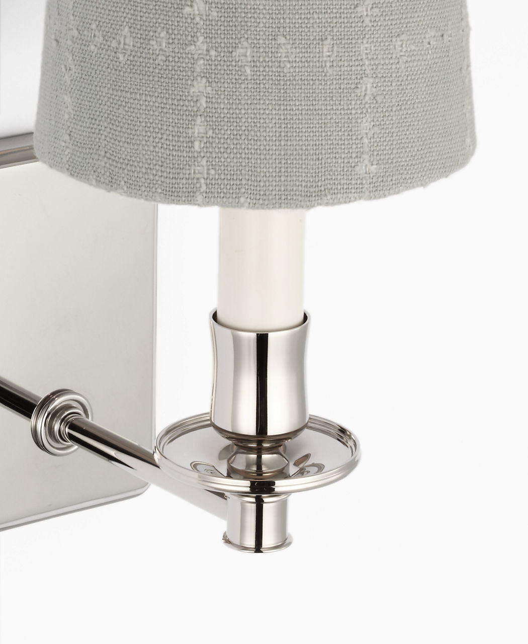 Tara 12" Sconce | Polished Nickel | Schumacher Sky Elin Check Empire Shade