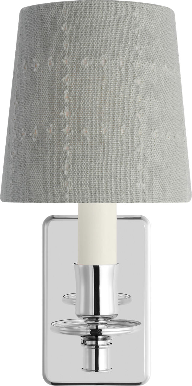 Tara 12" Sconce | Polished Nickel | Schumacher Sky Elin Check Empire Shade