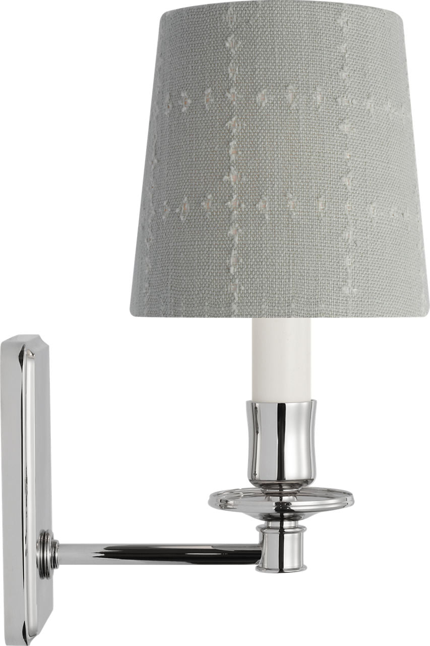 Tara 12" Sconce | Polished Nickel | Schumacher Sky Elin Check Empire Shade