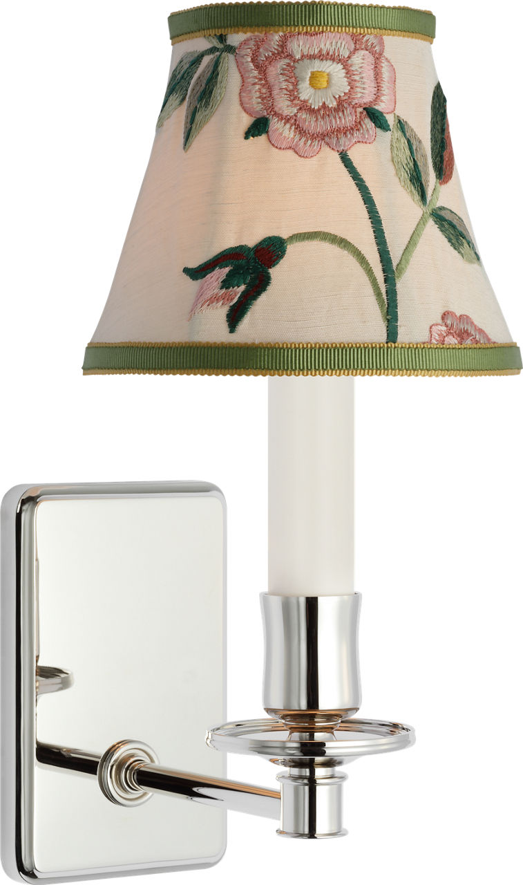 Tara 11" Sconce | Polished Nickel | Schumacher Royal Silk Bell Empire Shade