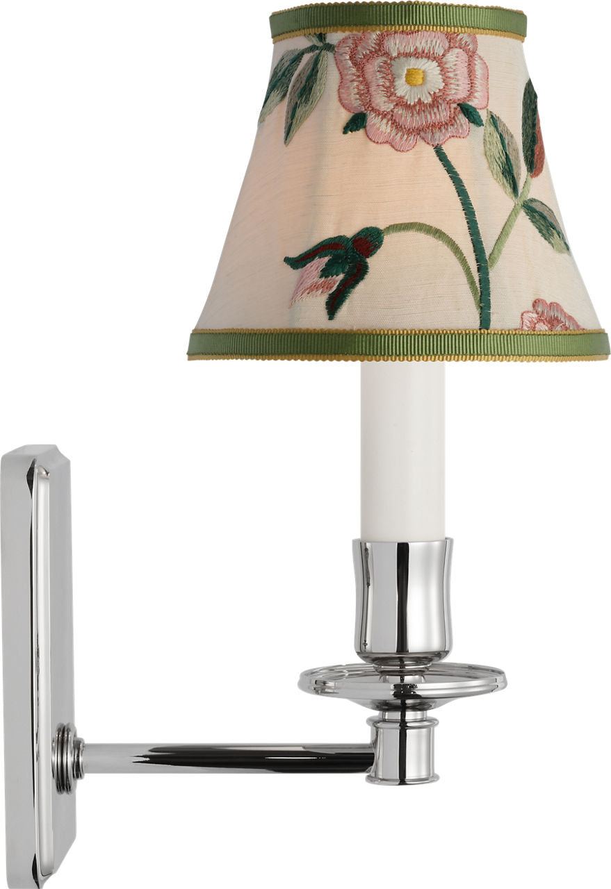 Tara 11" Sconce | Polished Nickel | Schumacher Royal Silk Bell Empire Shade