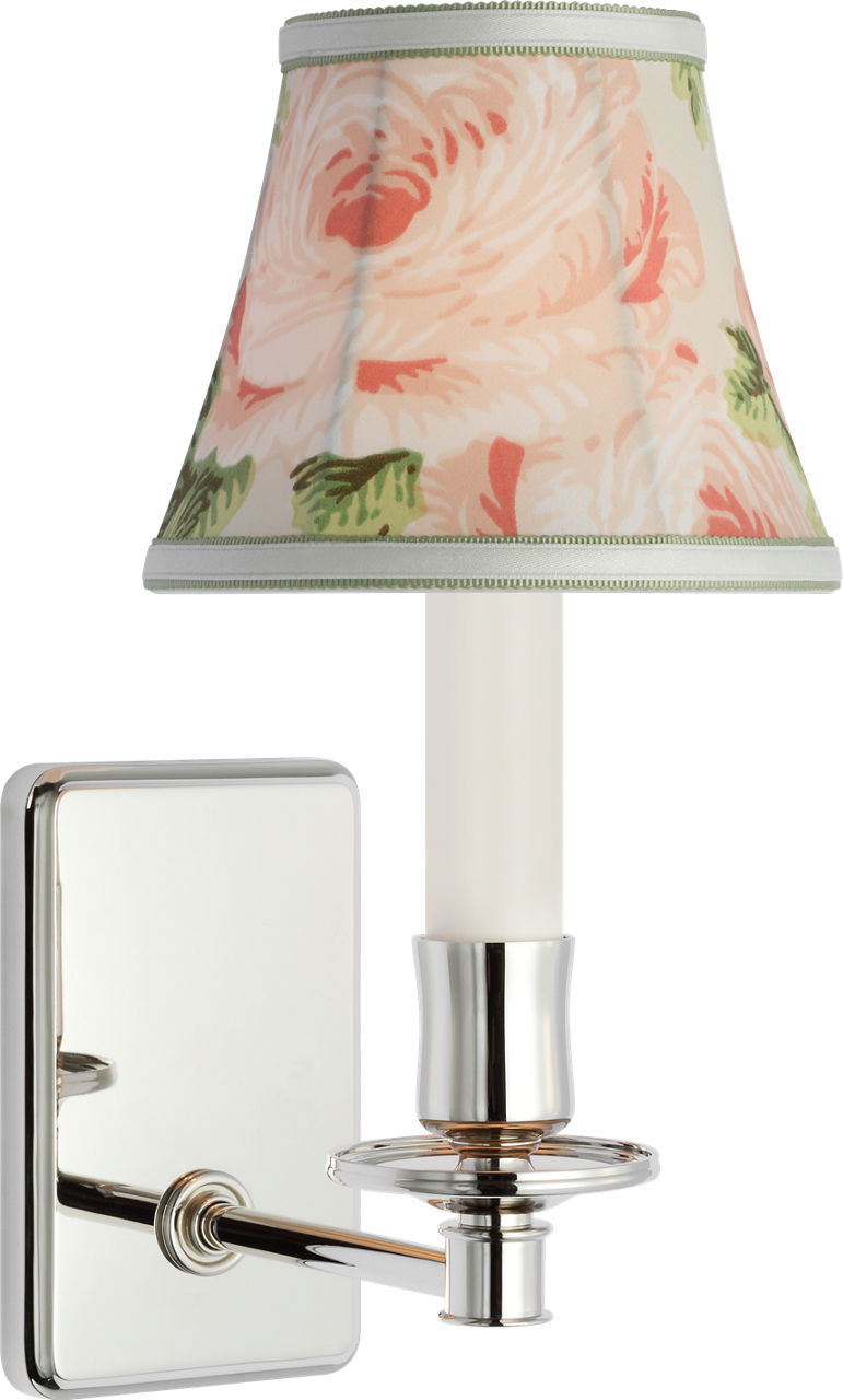 Tara 11" Sconce | Polished Nickel | Schumacher Blush Salisbury Chintz Bell Empire Shade