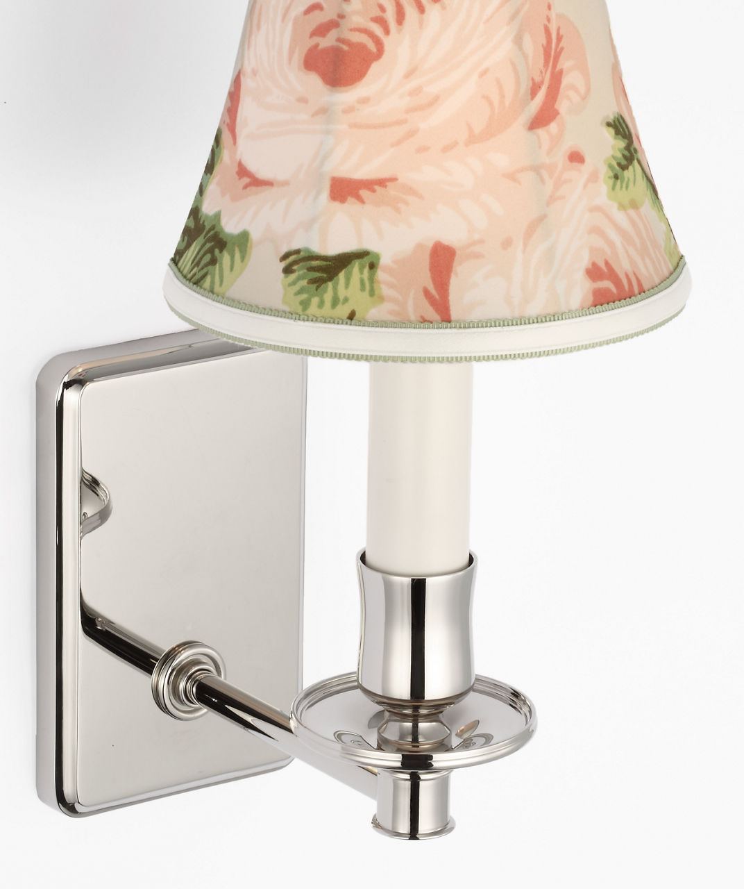 Tara 11" Sconce | Polished Nickel | Schumacher Blush Salisbury Chintz Bell Empire Shade